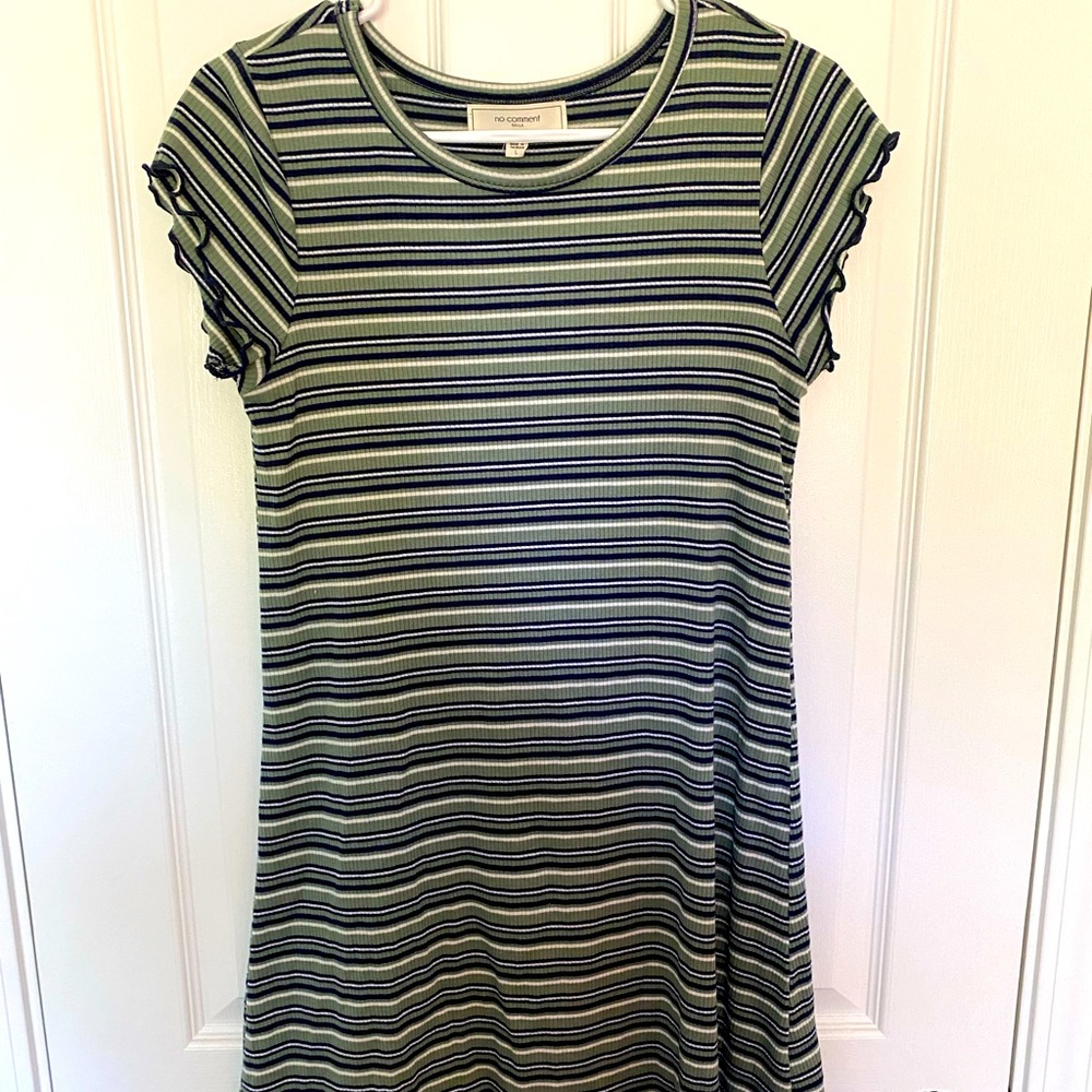 Lettuce Ruffle Striped Tshirt Mini Dress